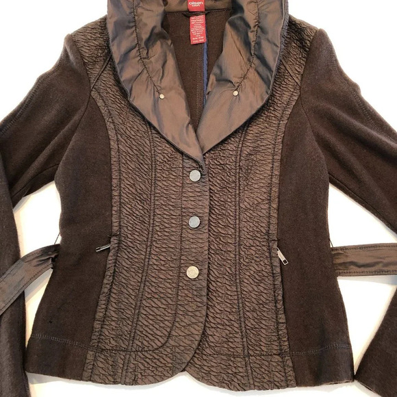 Sigrid Olsen Europe High Collar Sweater Jacket w Snap Front in Brown Size 2 - Picture 11 of 15